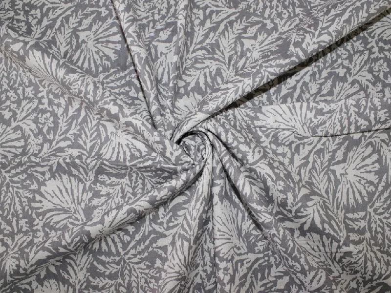 Gray Flowers Pure Cotton Fabric