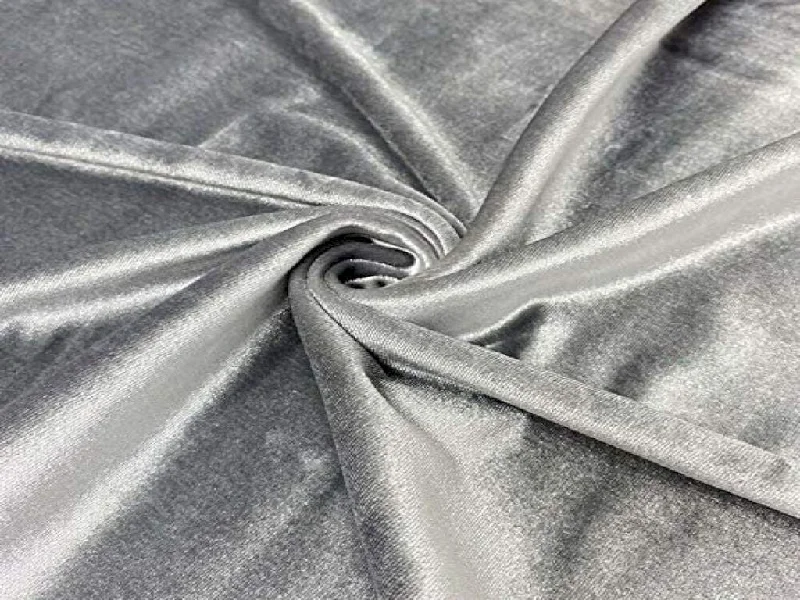 Gray Plain Viscose Micro Velvet Fabric