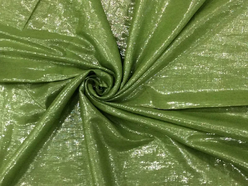 Green Plain Lurex Cotton Fabric