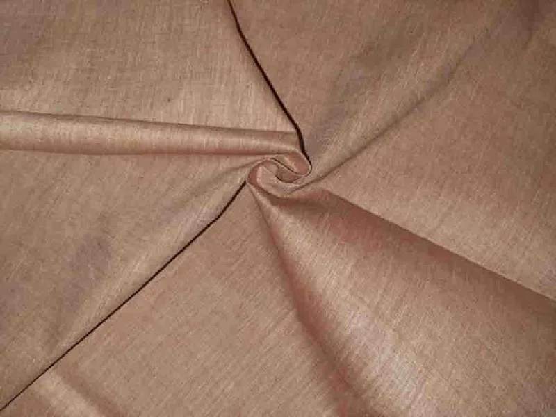 Brown Plain Textured Handloom Cotton Fabric