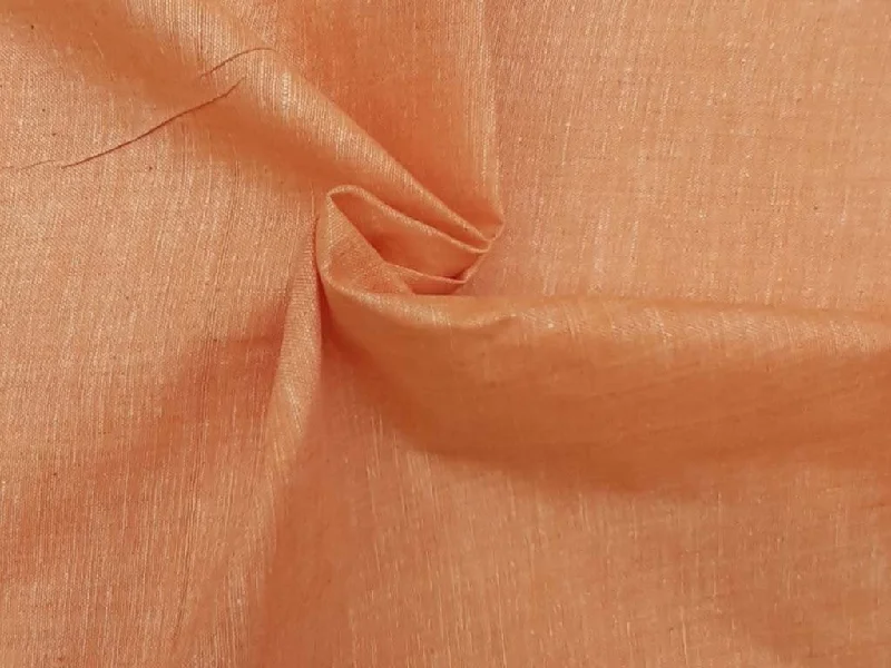 Orange Plain Handloom Matka Blend Fabric