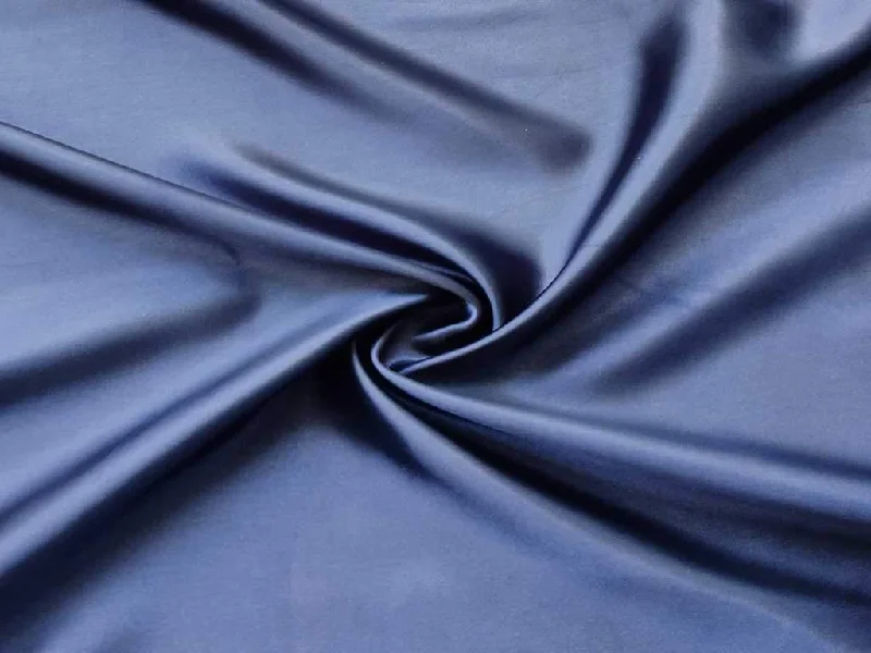 Ink Blue Plain Japanese Satin Fabric