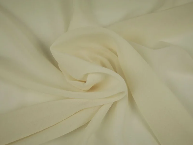 Ivory White Plain Chinon Chiffon Fabric