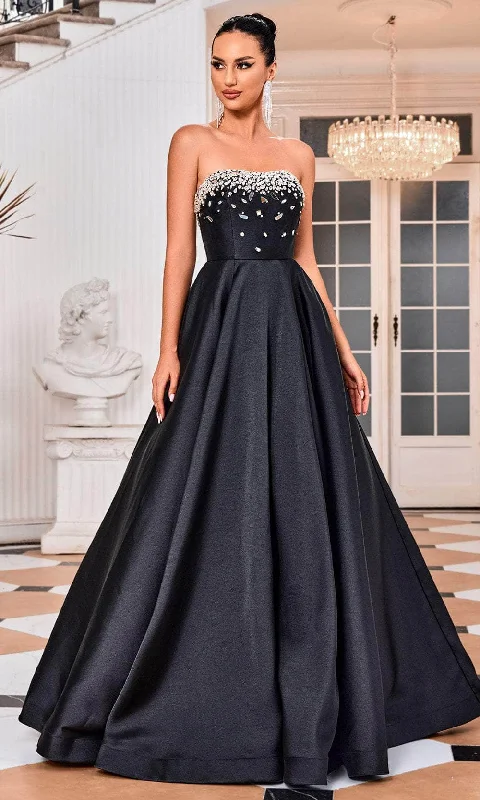 J'Adore Dresses J24009 - Bejeweled Straight-Across Prom Dress