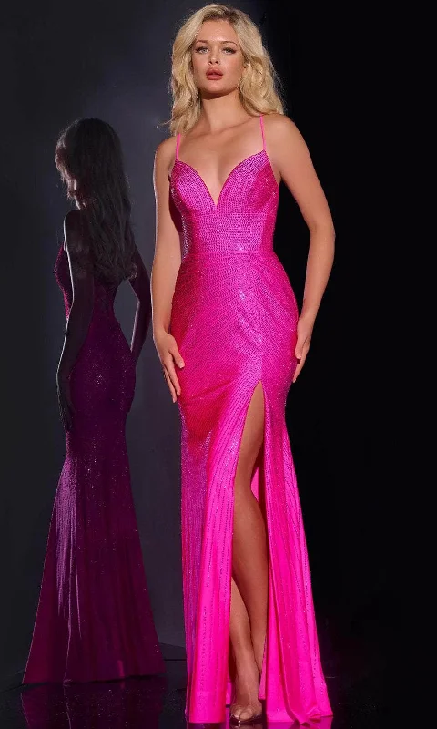 Jovani 36403 - Beaded V-Neck Prom Dress