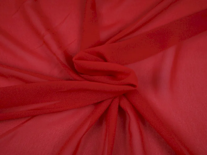 Lava Red Plain Chinon Chiffon Fabric