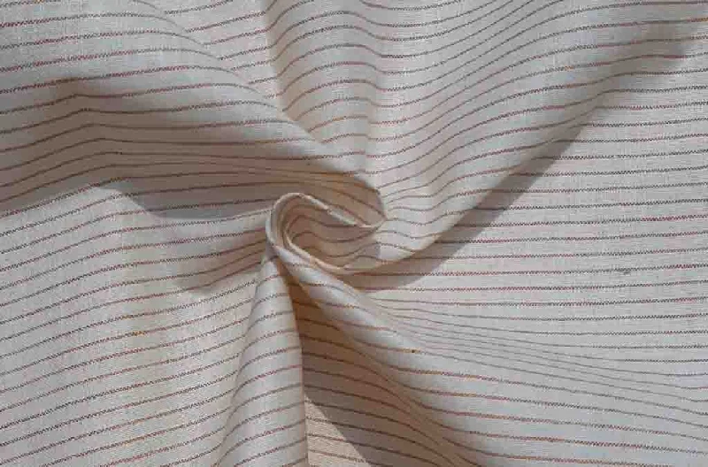 Light Cream Stripes Handloom Cotton Fabric