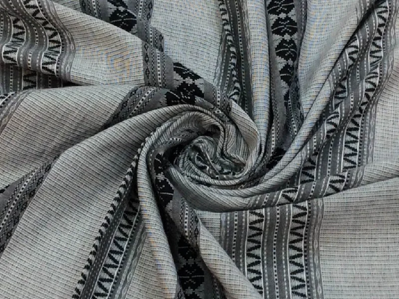 Light Gray Abstract Stripes Jacquard Cotton Fabric