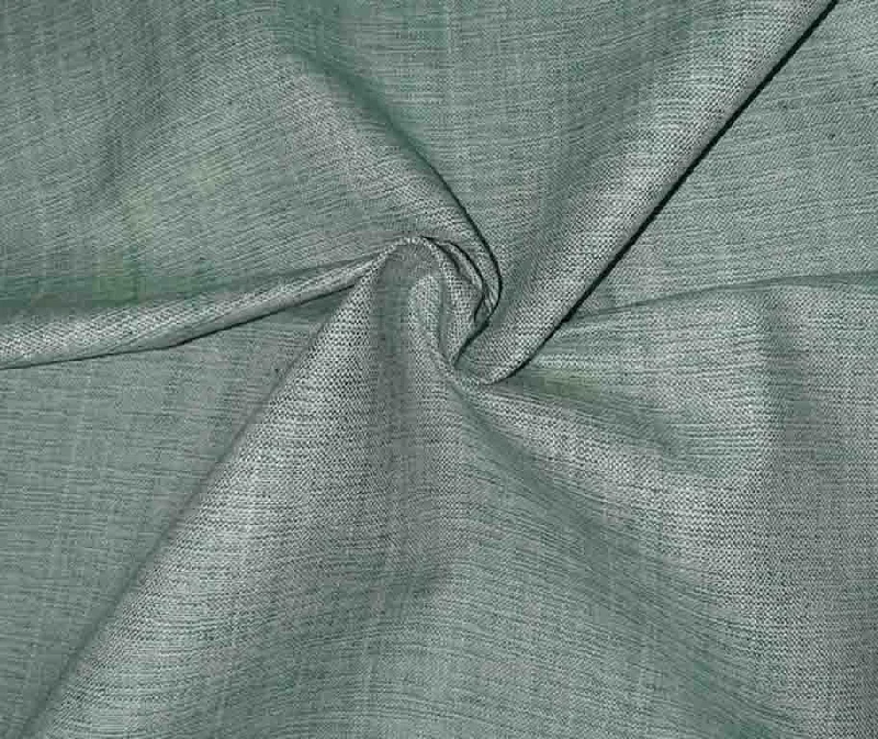 Light Green Plain Textured Handloom Cotton DT Fabric