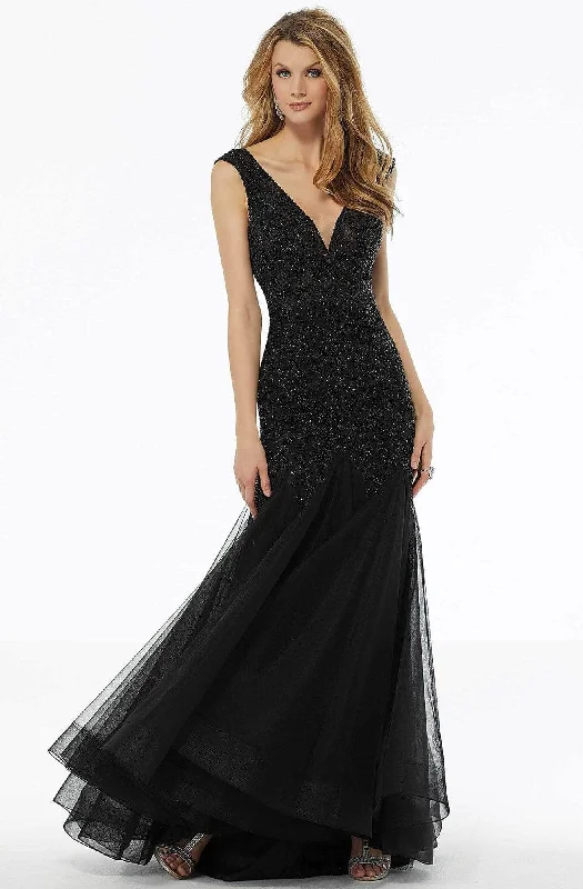 MGNY By Mori Lee 72103 - Beaded V-Neck Trumpet Dress