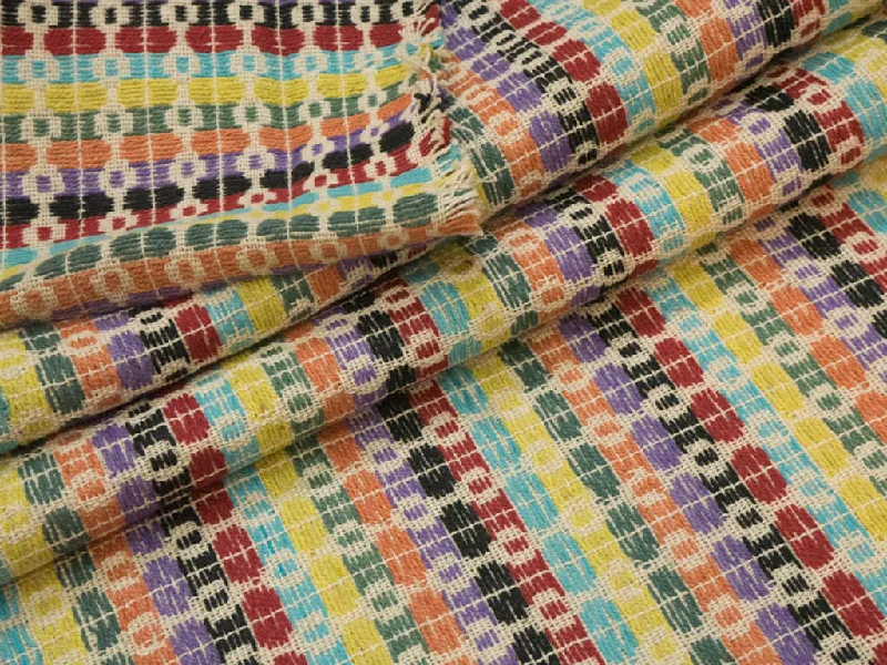 Multicolour Abstract Cotton Jacquard Fabric