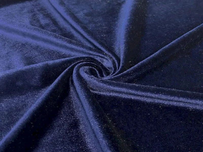 Navy Blue Plain Micro Viscose Velvet Fabric