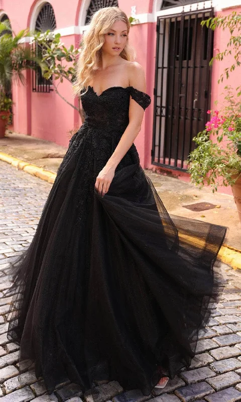 Nox Anabel R1303 - Embroidered Off Shoulder Prom Dress