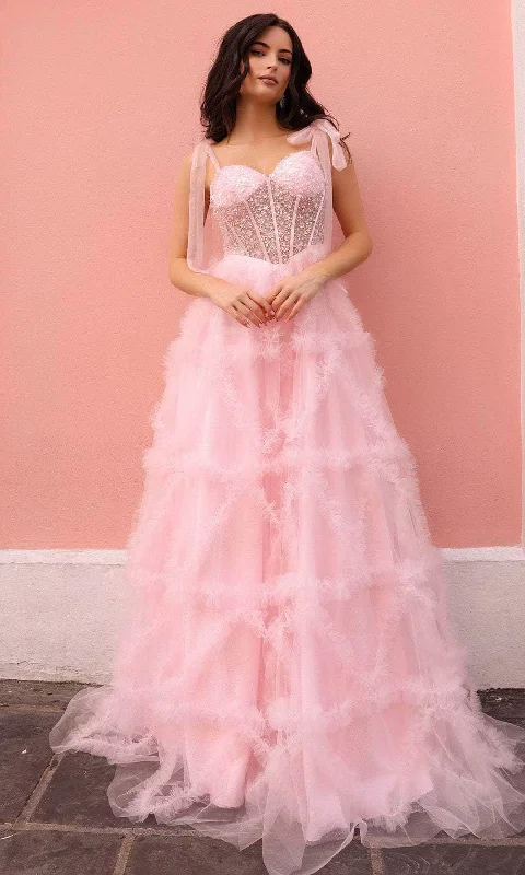 Nox Anabel T1340 - Sweetheart Ruffled A-Line Prom Dress