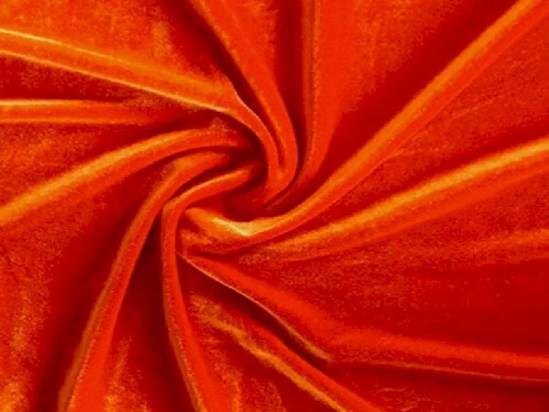 Orange Plain Viscose Micro Velvet Fabric