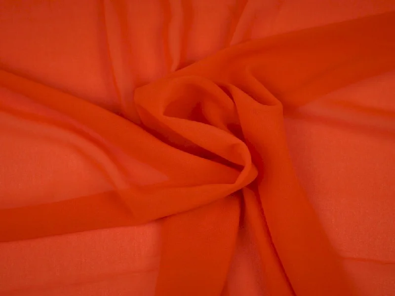 Orange Plain Chinon Chiffon Fabric