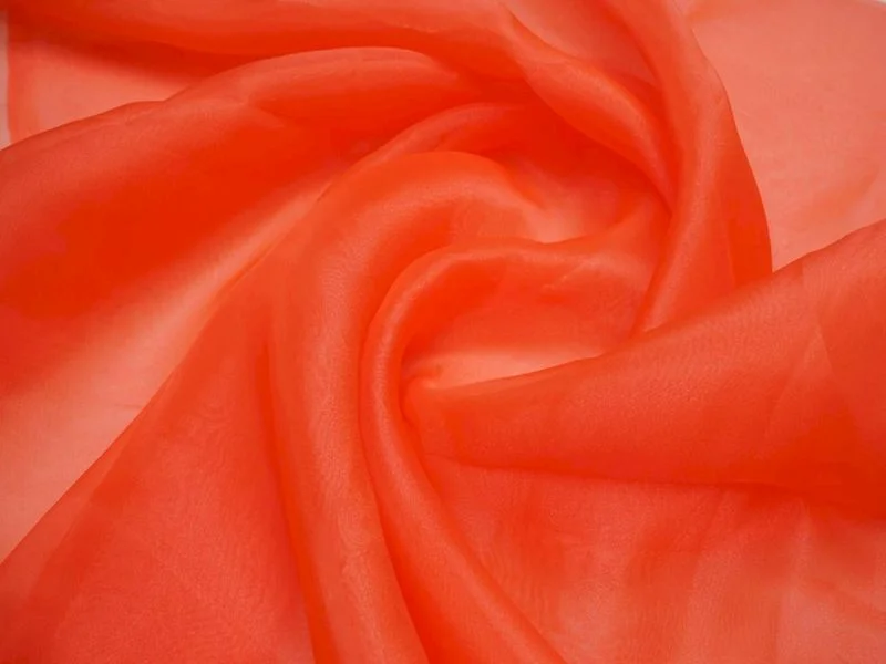 Orange Plain Viscose Organza Fabric