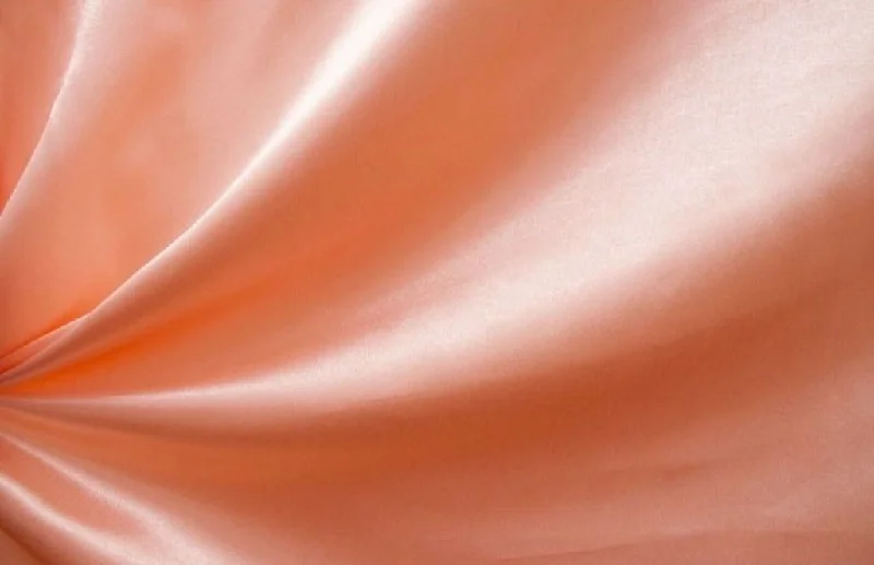 Peach Plain Crepe Satin Fabric