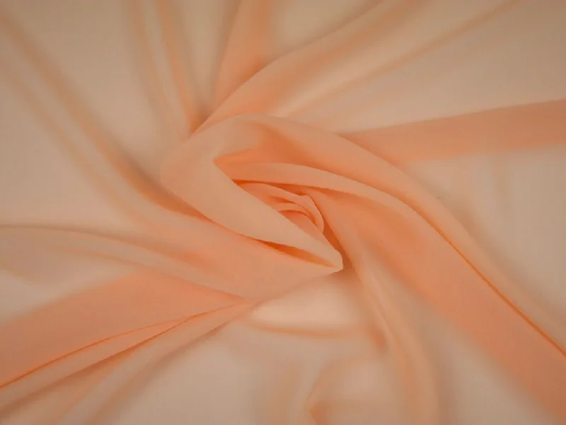 Peach Plain Chinon Chiffon Fabric