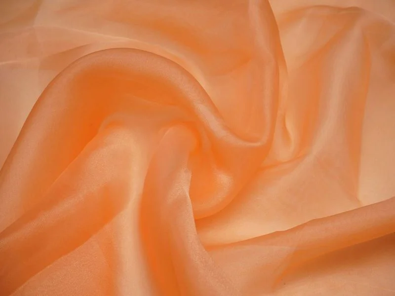 Peach Plain Viscose Organza Fabric