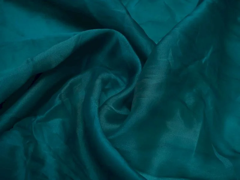 Peacock Blue Plain Viscose Organza Fabric