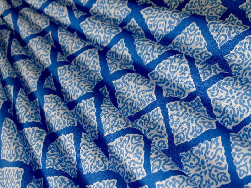 Blue Geometric Designer Pure Cotton Fabric