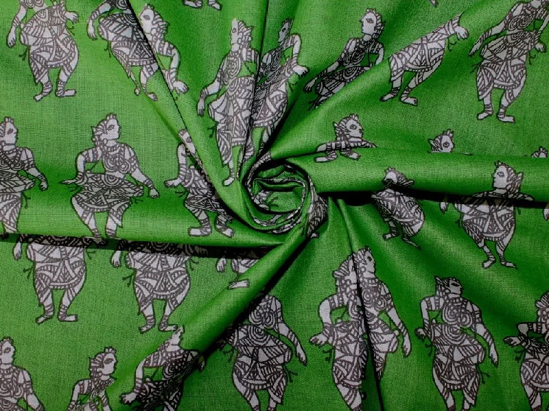 Green Dancers Pure Cotton Fabric