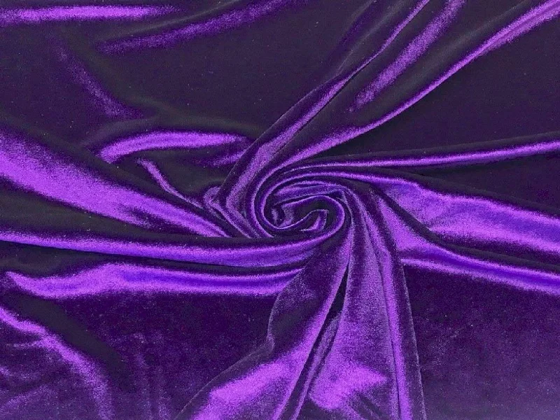 Purple Plain Viscose Micro Velvet Fabric