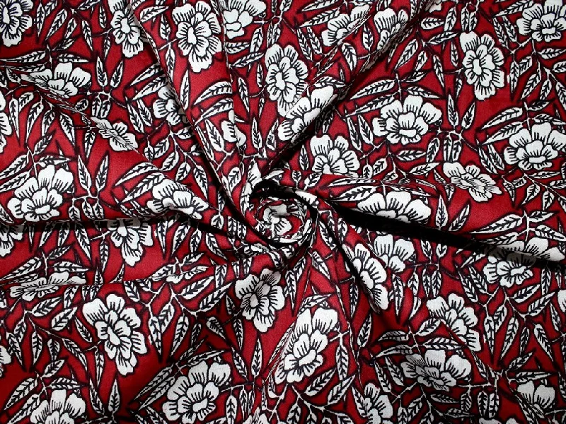 Red White Roses Pure Cotton Fabric