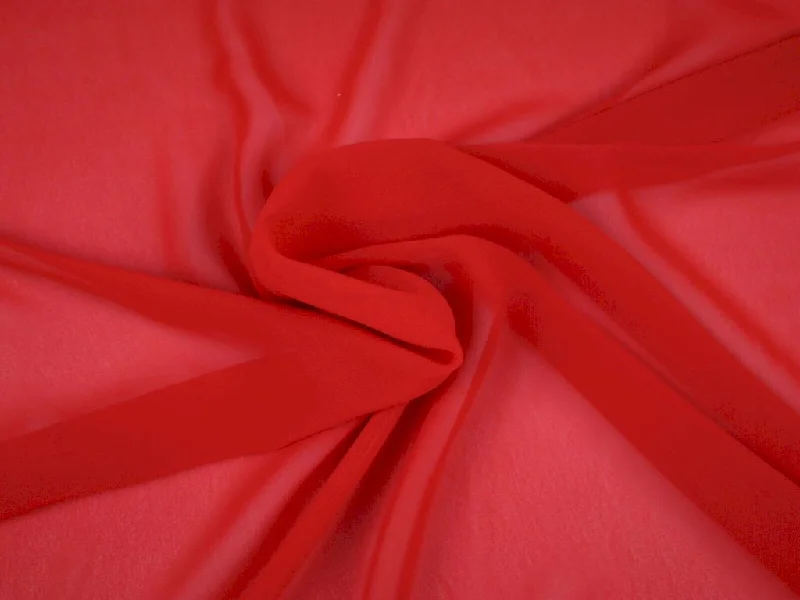 Red Plain Chinon Chiffon Fabric