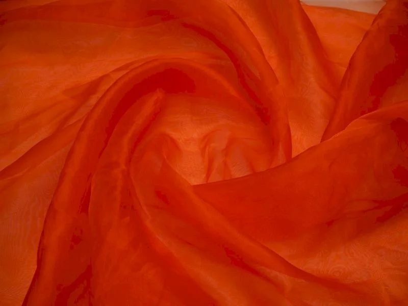 Red Plain Viscose Organza Fabric