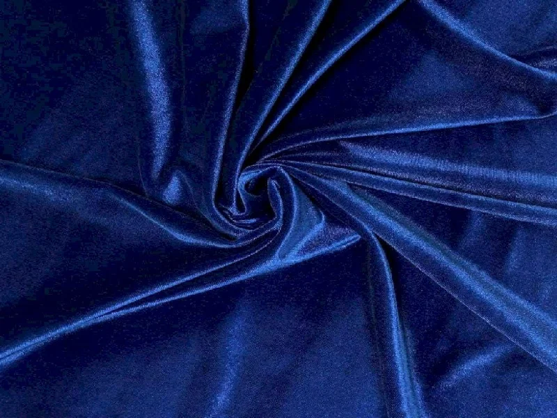 Royal Blue Plain Viscose Micro Velvet Fabric