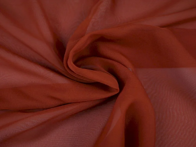 Rust Brown Plain Chinon Chiffon Fabric