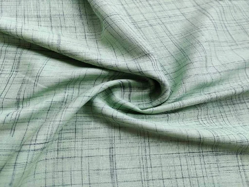 Light Green Checks Rayon Fabric