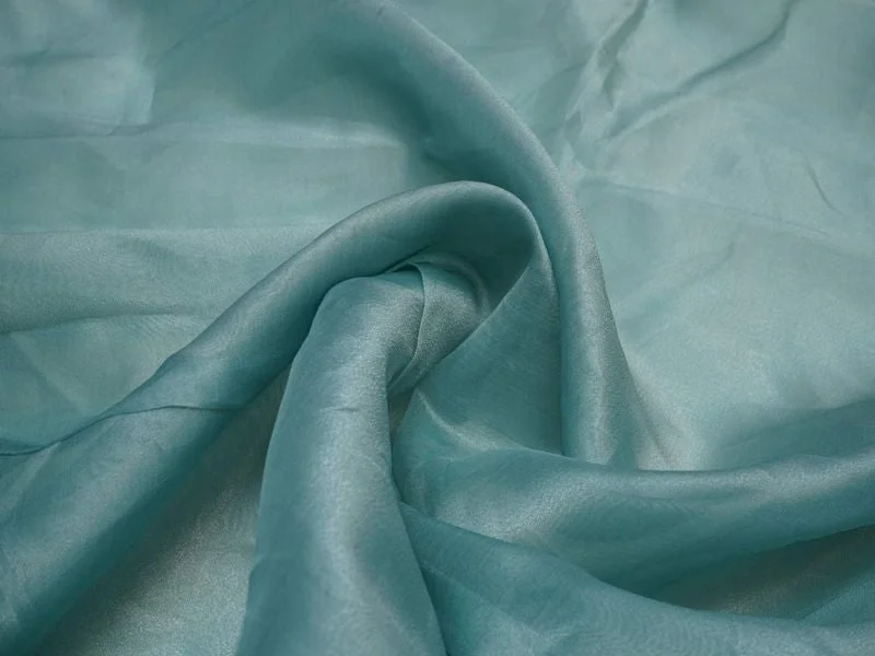 Silver Blue Plain Viscose Organza Fabric