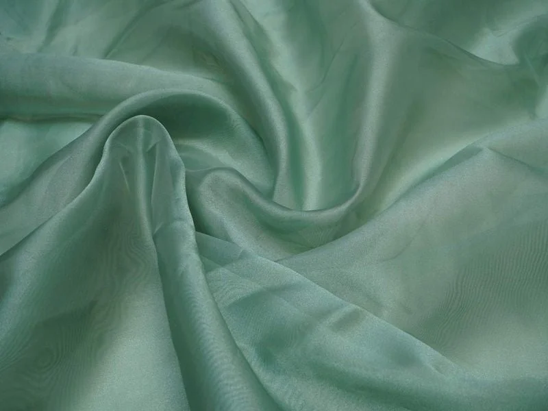 Silver Green Plain Viscose Uppada Silk Fabric