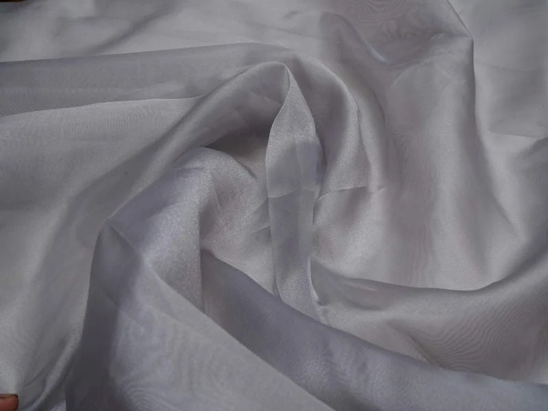 Steel Gray Plain Viscose Organza Fabric