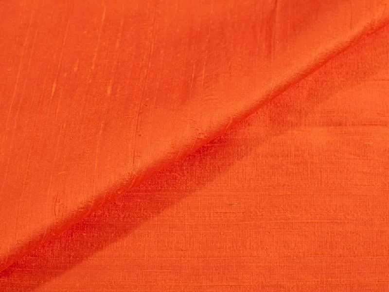 Tangerine Orange Plain Bangalore Raw Silk Fabric