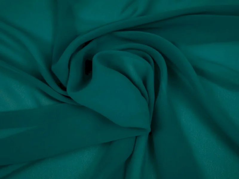 Teal Plain Chinon Chiffon Fabric