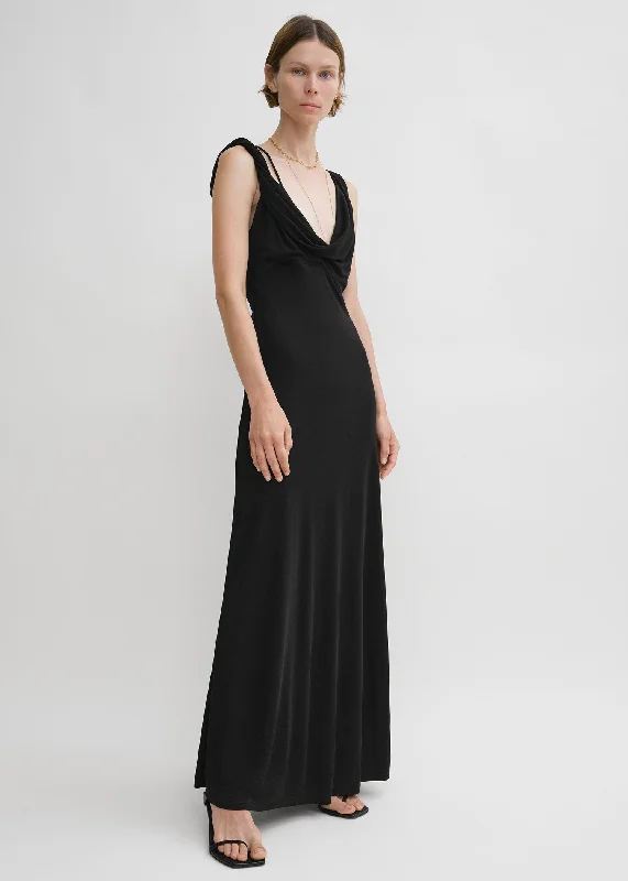 Twist drape dress black