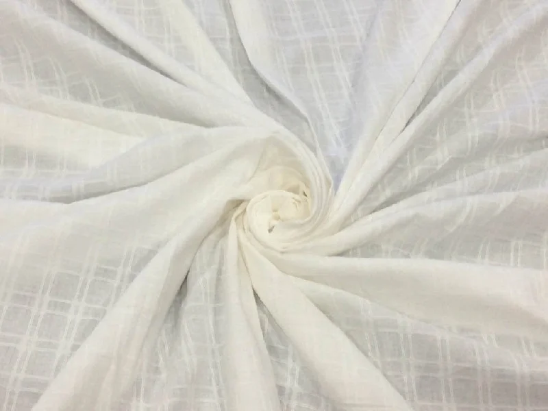 White Dyeable Double Checks Pure Cotton Fabric