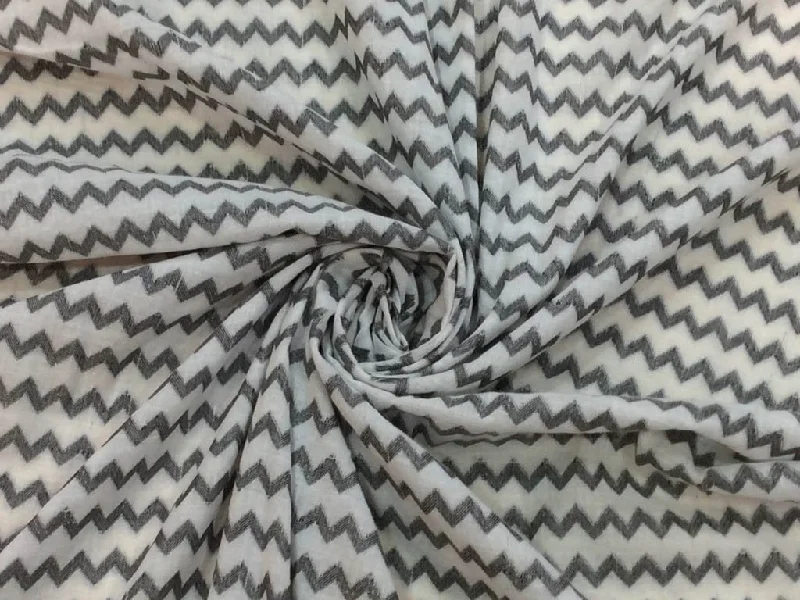 White Gray Chevron Jacquard Cotton Fabric