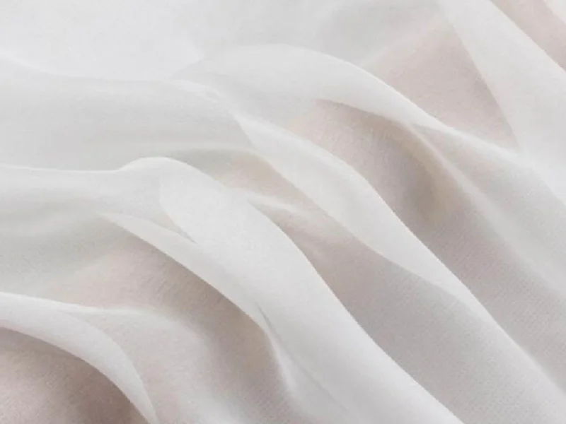 White Pure Dyeable Chiffon Silk Fabric- 40 grams