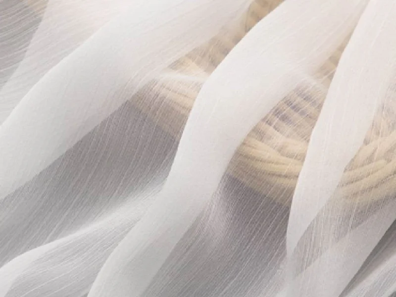 White Pure Dyeable Crinkle Chiffon Silk Fabric- 40 grams