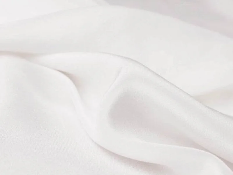 White Pure Dyeable Silk Crepe Fabric- 60 grams