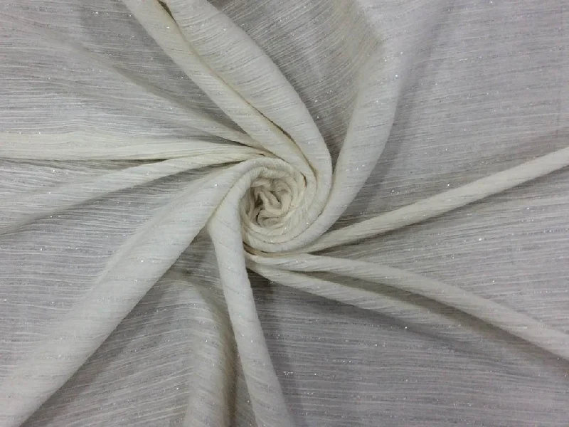 White Silver Plain Lurex Dyeable Cotton Fabric