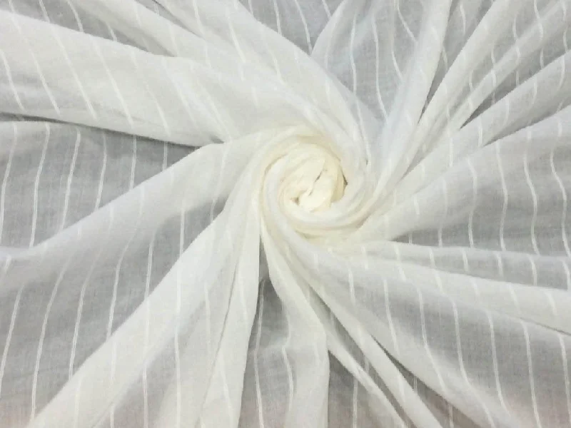 White Single Stripes Dyeable Pure Cotton Fabric