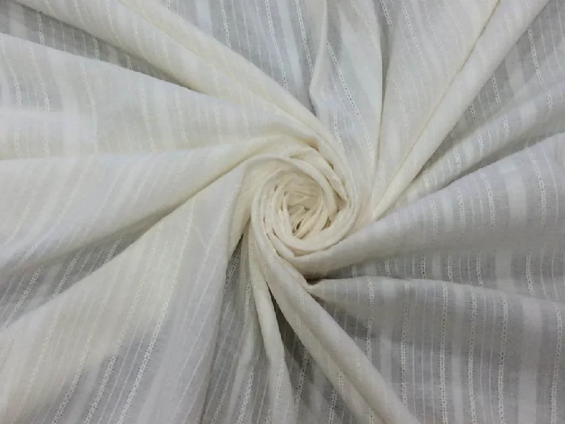 White Stripes Designer Dyeable Pure Cotton Fabric