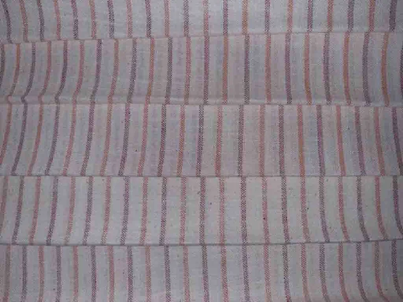 White Multicolour Stripes Handloom Cotton Fabric