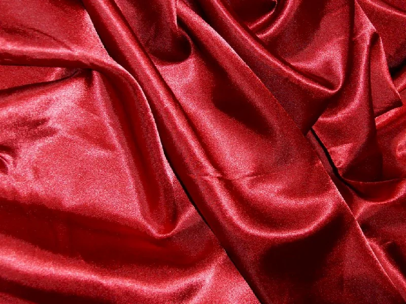 Wine Red Silky Plain Japan Satin Fabric